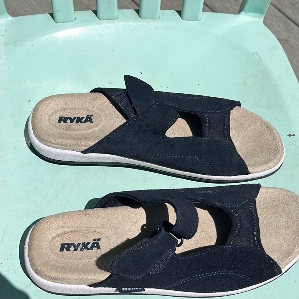 Ryka Women’s Blue Suede Slide Sandals size 8 wide - Picture 2 of 5